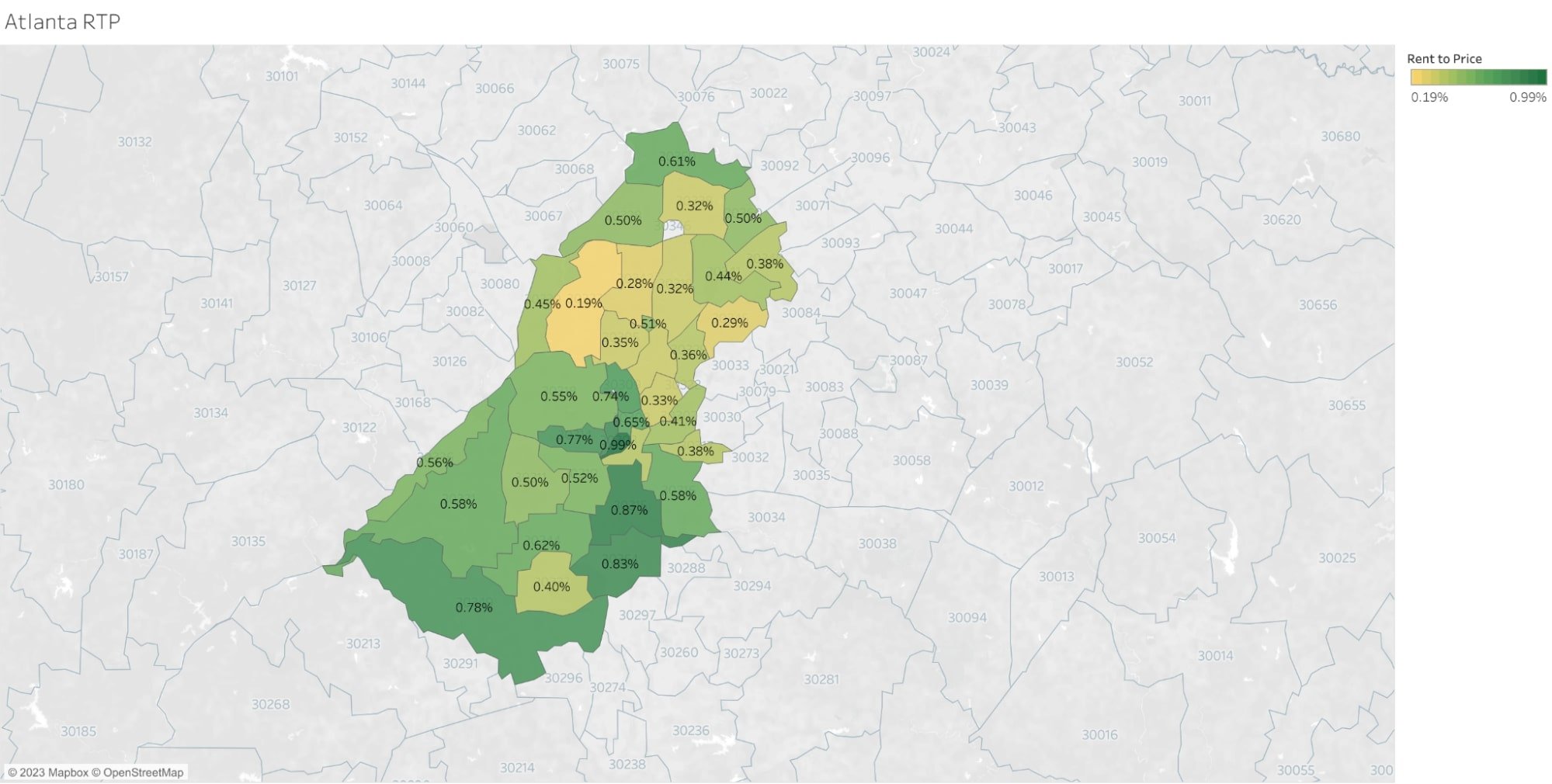 Rent-to-Price Ratio by ZIP Code in Atlanta