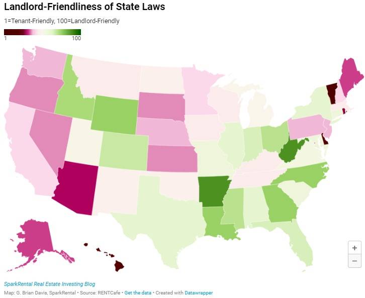 Landlord-friendliness of state laws - SparkRental