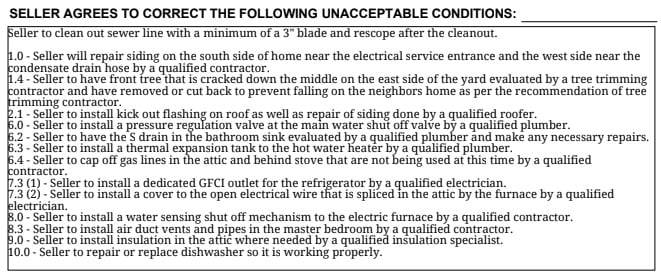 visual of unacceptable conditions resolution